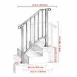 2-3 Step Outdoor Stair Handrail Kit, Black Retro Arch Carbon Steel Railing with Installation Kit - Image 3