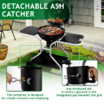 Kettle Charcoal Grill with 2 Side Tables, Storage Shelf, Upgraded Ash Catcher, Thermometer, Air Vents, Outdoor Cooking Barbecue Grill with Wheels - Image 7