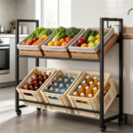 2-Tier Rolling Beer Crate Storage Rack with Hooks, Adjustable Tilt Mobile Metal Drink Organizer Cart Heavy Duty for Garage Pantry Party - Image 7