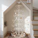 6ft White PVC Metal Artificial Christmas Tree with Bow Topper, No Extra Ornaments, Daily Decor Tree - Image 11
