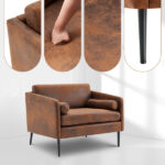 97*71*74cm 1.5 Seats Hot Stamping Cloth Surrounding Chair With Pillow Indoor Circle Chair Dark Brown - Image 5
