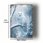 CIFbuy 1pc 2D Flat Metal Sign Winter Snow Scene White Owl Art Wall Decor, 8x12 Inches Durable Metal Plaque For Indoor Cozy Room Accent TikTok, TikTok, Self-pickup Logiopics - Image 2