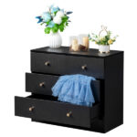 [] Modern Simple 4-Drawer Dresser Black - Image 4