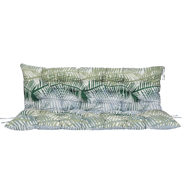 Outdoor Swing Cushions 60 Inch, Waterproof 4" Thick Porch Swing Cushion Replacement with Backrest and Ties, Comfortable 2-3 Seat Pation Swing Pad for Backyard, Garden, Lawn, Outdoor Furniture bamboo leaf