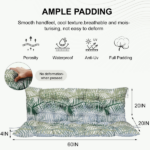 Outdoor Swing Cushions 60 Inch, Waterproof 4" Thick Porch Swing Cushion Replacement with Backrest and Ties, Comfortable 2-3 Seat Pation Swing Pad for Backyard, Garden, Lawn, Outdoor Furniture bamboo leaf - Image 5