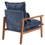 Cloud Shaped Indoor Leisure Chair with Solid Wood Armrest & Solid Wood Frame, Chenille Fabric Accent Chair with Lumbar Pillow, Single Sofa Chair Slate Blue - Image 16