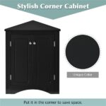 Black Triangle Bathroom Storage Cabinet with Adjustable Shelves, Freestanding Floor Cabinet for Home Kitchen - Image 11