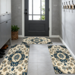 Three-piece kitchen rug set, non-slip and washable, abstract pattern kitchen hallway rug, soft and comfortable, suitable for sinks, floors, entrances, hallways and bathrooms. - Image 12