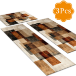 Three-piece kitchen rug set, non-slip and washable, abstract pattern kitchen hallway rug, soft and comfortable, suitable for sinks, floors, entrances, hallways and bathrooms. - Image 2