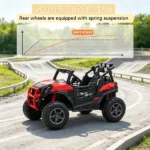 Red 2 Seater 24V Kids Electric Car, Remote Control 3 Speed LED Lights Music Horn Spring Suspension Slow Start - Image 4