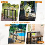 Replace 92798956 40" Outdoor Bar Table with Wheels, Rectangle Narrow Counter Height Table, Ideal Bar Height Table for Balcony Patio Garden Yard Poolside, Black - Image 14