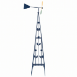 6.2ft Dark Blue 4-Blade Iron Windmill with 4-Leg Stand and Storage Shelf - Image 5