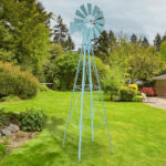 8FT Weather Resistant Yard Garden Windmill Blue - Image 28