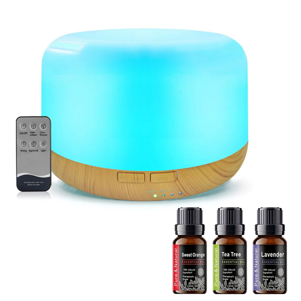 516803b9-f527-4a0e-a254-1e7a420807f4.png 500ml Ultrasonic Essential Oil Diffuser & Humidifier with Remote, Auto-Off Timer, 7 Color Changing Night Light for Home, Office, Yoga - Image 1