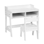 White Kids Study Desk and Chair Set with Storage, MDF, 60.5*41.5*50cm - Image 9