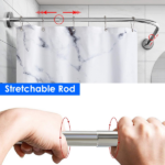 Curved Shower Rod L - Shaped Stainless Steel, Adjustable Stretchable Shower Curtain Rod for Bathroom, Rust - Resistant Expandable Rod with Extra Shower Space, Easy Installation - Image 5