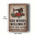 CIFbuy 1pc Retro Sewing Machine Metal Sign With Roses, 8x12 Inch Vintage Iron Wall Art, Farmhouse Home Garden Bathroom Decor, 2D Flat M TikTok, TikTok, all Art, Farmhouse Home Garden Bathroom Decor Self-pickup Logiopics - Image 2