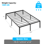 Black Queen Size Simple Basic Platform Metal Bed Frame - 14 Inch Bed Height - Image 2