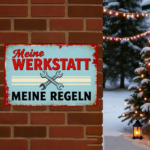 CIFbuy Retro German Slogan Metal Sign Meine Werkstatt Meine" Regeln, Vintage Tool Theme Garage Wall Decor, Wall Decor, 2D Flat Crossed Wrench Plaque WerkstatikTok, WerkstatikTok, t Self-pickup Logiopics - Image 4