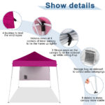 6x6ft Pop Up Canopy Tent, Outdoor Tent Canopy Foldable Portable Canopies for Camping, Patio, Easy Up Gazebo Canopy with Carry Bag Slant Legs pink - Image 11