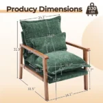Cloud Shaped Indoor Leisure Chair with Solid Wood Armrest & Solid Wood Frame, Chenille Fabric Accent Chair with Lumbar Pillow, Single Sofa Chair Dark Green - Image 4