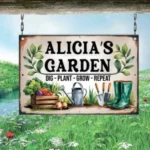 CIFbuy Personalized Garden Metal Sign Gardener Name Plaque Yard Wall Art Decor Gardening Gifts For Mom (TikTok, temu pick-up service)