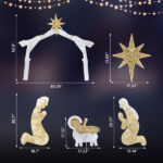 6ft Silver Roof 190LED Lights Nativity Scene Garden Jesus Decoration - Image 8