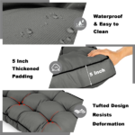 Outdoor Bench Cushion, 63 × 20 × 4 Inch, Tufted Waterproof Swing Cushion with Ties, for Patio Bench or Window Seat - Image 6