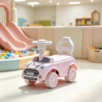 Foot-to-Floor Sliding Car for 18-36 Months, Pink Toddler Ride-On Toy with Horn & Anti-Over-Backwards Safety