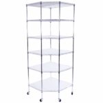 6-Layer Chrome Plated Polygonal Corner Shelf with 2" PP Wheels 680*680*1800 Silver - Image 2