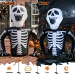 6ft Half-Skull Inflatable Decoration with 3 LED Lights, Black and White, 1000mA, 12V (US Standard) - Image 7