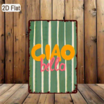 CIFbuy Ciao Bella Italian Metal Poster, Yellow Vertical Stripes Wall Art, Weather Resistant Outdoor Sign, Resistant Outdoor Sign, Durable 2D Fl PosikTok, PosikTok, eather Resistant Outdoor Sign Self-elckup Logiop Flll - Image 4