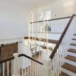 High Ceiling Chandelier Modern LED Ring Pendant Light 3 Color Dimmable Gold Chandeliers Contemporary 157in Hanging Light Fixture with Remote Control for Foyer Entryway Staircase - Image 3