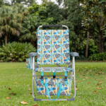 17 Inch Seat Height Beach Chair for Adults, Folding Portable Camping Chair with Headrest, Cup Holder, Side Pocket & Bottom Storage Bag, 7-Position Adjustable Aluminum Beach Chair, Heavy Duty 265 LBS Capacity, Oxford Fabric for Beach, Patio, Pool, Vintage Summer Print - Image 18
