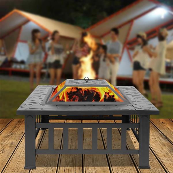 52194990_1 Portable Courtyard Metal Fire Pit with Accessories Black - Image 1