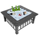 Portable Courtyard Metal Fire Pit with Accessories Black - Image 4