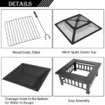 Portable Courtyard Metal Fire Pit with Accessories Black - Image 7