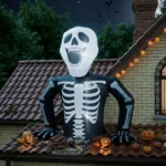 6ft Half-Skull Inflatable Decoration with 3 LED Lights, Black and White, 1000mA, 12V (US Standard) - Image 10