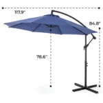 9.8FT Offset Cantilever Patio Umbrella with Crank & 8 Ribs, Easy Tilt Adjustment, UV Protection for Backyard Patio Lawn,blue - Image 2