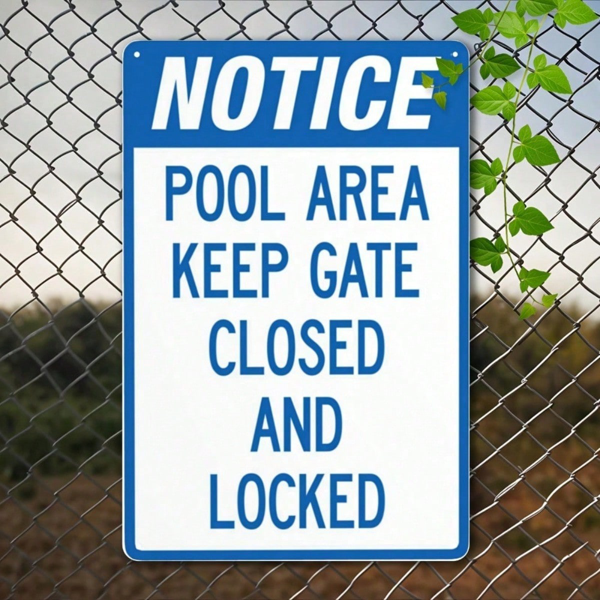 523b8fb0-827b-4248-a420-42401b124bd7.png CIFbuy 1pc 8x12 Inch Waterproof Rustproof Metal Tin Sign" Pool Area Gate Closed Locked Safety Warning, Warning, Vintage 2D Flat Wall Art Decor Tin ikTok, Tin ikTok, t Self-pickup Logiopics - Image 1