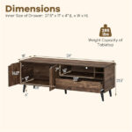 59" Rustic TV Stand for 65-inch TVs, Media Console with Cabinet, Drawer & 3 Open Shelves - Image 3
