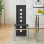 Same Code 02878244 5 Pieces Dining Table Set for 4, Kitchen Room Tempered Glass Dining Table, 4 Chairs, Black Table legs are silvery - Image 22