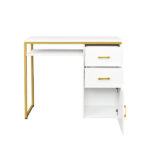 White particleboard and iron pipe, 97*35*78cm, 2 drawers and 1 door, computer desk, suitable for multiple scenarios - Image 4
