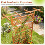 72" Raised Garden Bed with Lattice Trellis, 4.8 Cu.Ft Fir Wood Planter Box with Drainage Holes for Climbing Plants Vegetables - Orange - Image 9