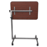Multifunctional Adjustable Bedside Table MDF + Iron Movable Sofa Side Table 4-Wheeled Small Computer Desk with Brakes 26.5*16.5*27~44in Dark Wood Grain Color - Image 7