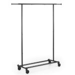 Adjustable Metal Rolling Clothes Rack with Extendable Rods, 104.1-156.2×44.45×154.94cm, 3.86kg Heavy Duty Garment Rack - Image 3