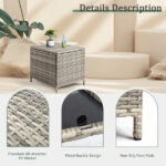 Outdoor PE Wicker Side Table with Storage, Patio Rattan End Table Square Container for Furniture Covers, Toys and Gardening Tools, Grey - Image 9