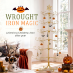 6ft Gold Iron Christmas Tree with Snowflake Top, PVC Everyday Decor Tree (No Accessories Included) - Image 6