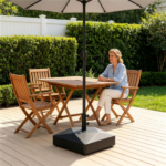 Fillable Patio Umbrella Base with 4 Rolling Wheels & Locks, Heavy Duty Water Sand Weighted HDPE Umbrella Stand Universal for 6-10ft Outdoor Umbrella - Image 2