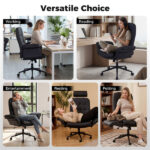 5-Position Adjustable Armrest Criss Cross Chair, Cat Scratch Leather Swivel Desk Chair with Side Pockets - Image 10